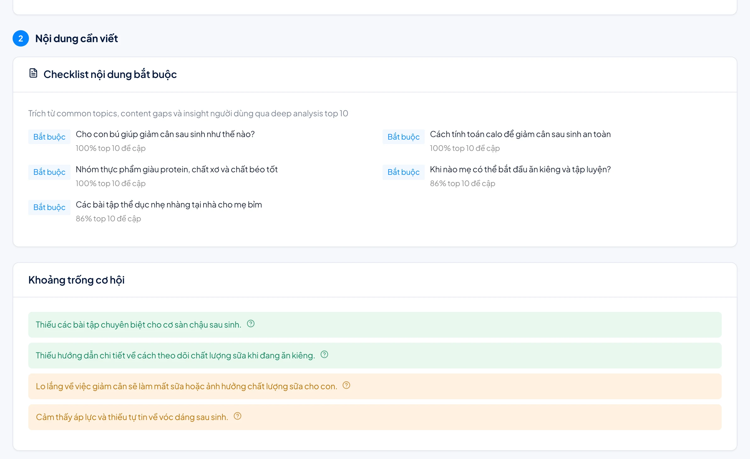 Checklist nội dung bắt buộc và khoảng trống cơ hội rút ra từ Top 10 Google